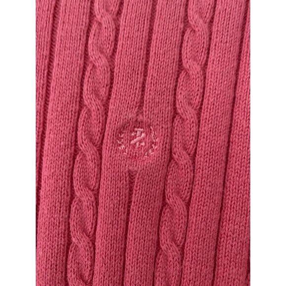 IZOD Women's Cable Knit Sweater Large Pink Pullover Crew Neck Long Sleeve Cotton - Picture 2 of 5